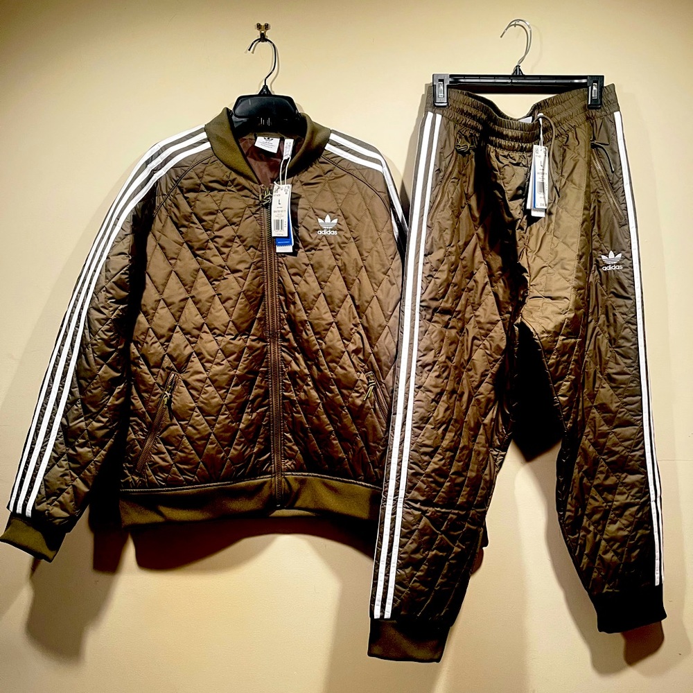NWT adidas quilted tracksuit, Jacket AND Pants, Mens Large